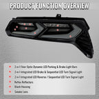 2014-2019 Chevrolet Corvette C7 Sequential LED Turn Signal C8-Style Tail Lights (Black Housing / Smoked Lens)
