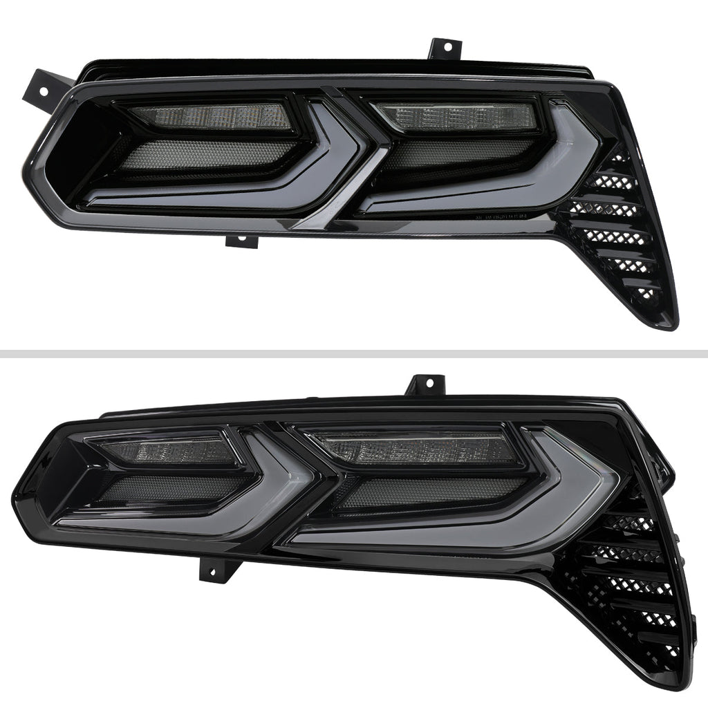 2014-2019 Chevrolet Corvette C7 Sequential LED Turn Signal C8-Style Tail Lights (Black Housing / Smoked Lens)