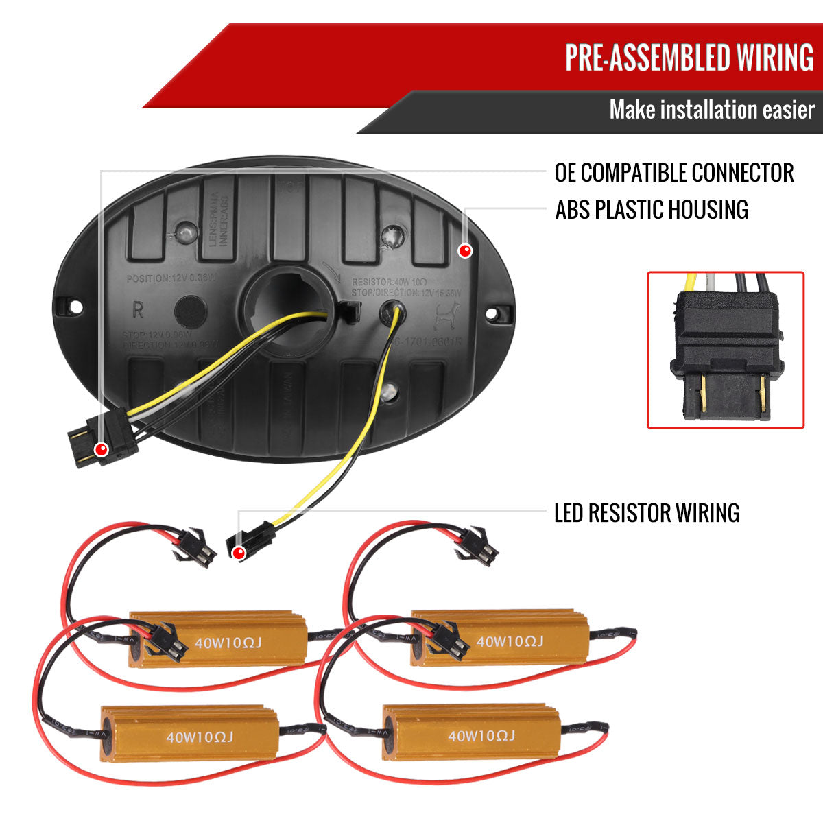 1997-2004 Chevrolet Corvette C5 4 PC LED Bar Tail Lights (Chrome Housing / Red Lens)