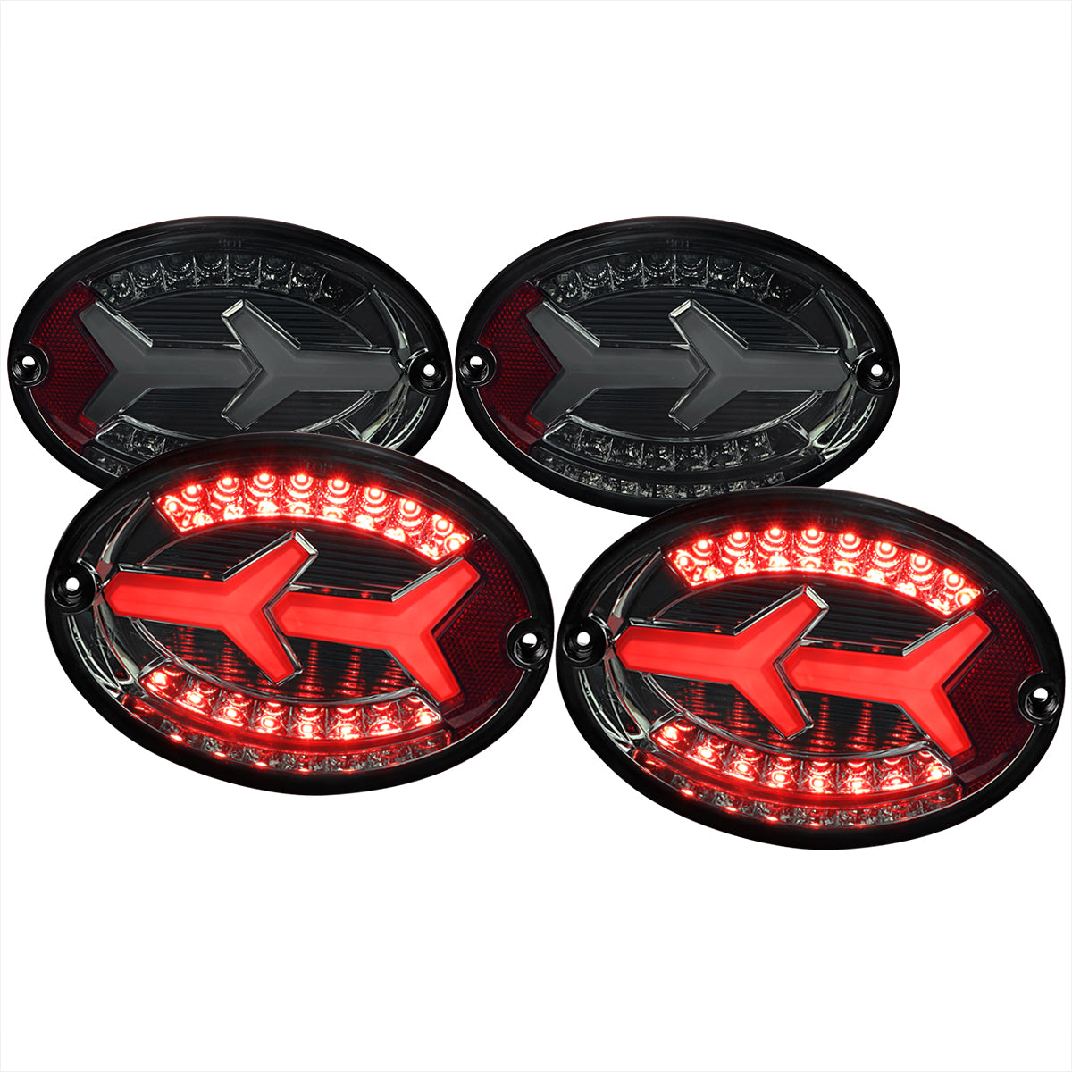 1997-2004 Chevrolet Corvette C5 4 PC White LED Bar Tail Lights (Chrome Housing / Dark Smoked Lens)
