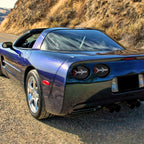 1997-2004 Chevrolet Corvette C5 4 PC White LED Bar Tail Lights (Matte Black Housing / Clear Lens)