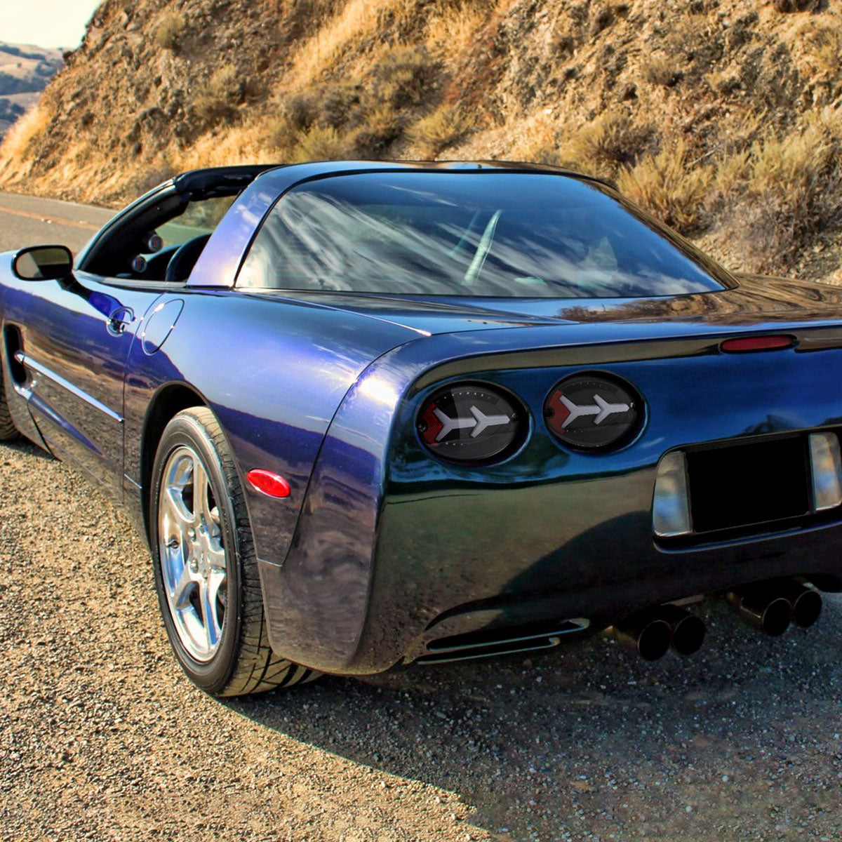 1997-2004 Chevrolet Corvette C5 4 PC White LED Bar Tail Lights (Matte Black Housing / Clear Lens)