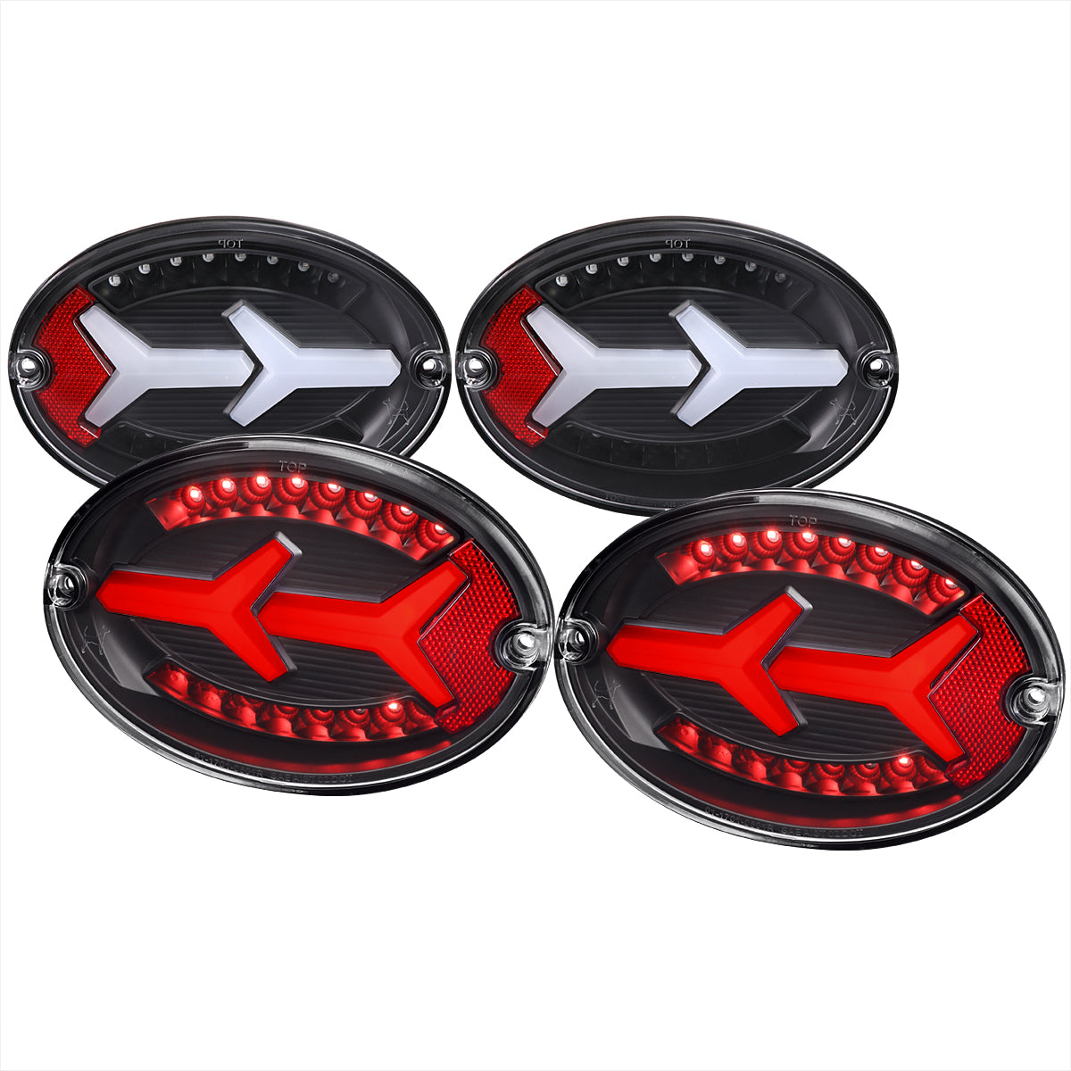 1997-2004 Chevrolet Corvette C5 4 PC White LED Bar Tail Lights (Matte Black Housing / Clear Lens)