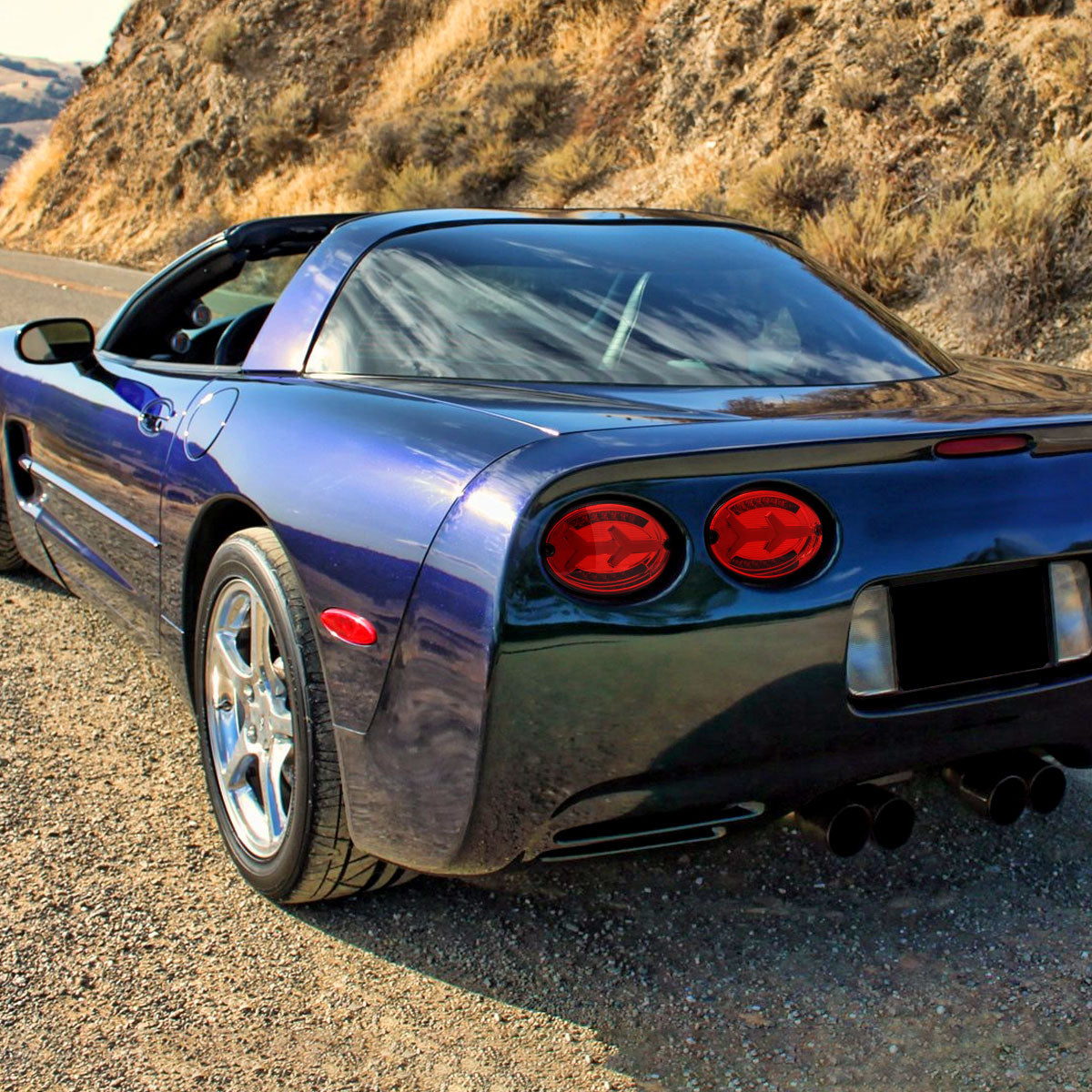 1997-2004 Chevrolet Corvette C5 4 PC LED Bar Tail Lights (Chrome Housing / Red Lens)