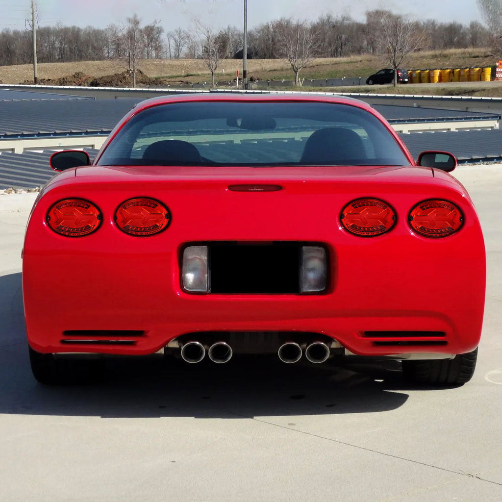 1997-2004 Chevrolet Corvette C5 4 PC LED Bar Tail Lights (Chrome Housing / Red Lens)