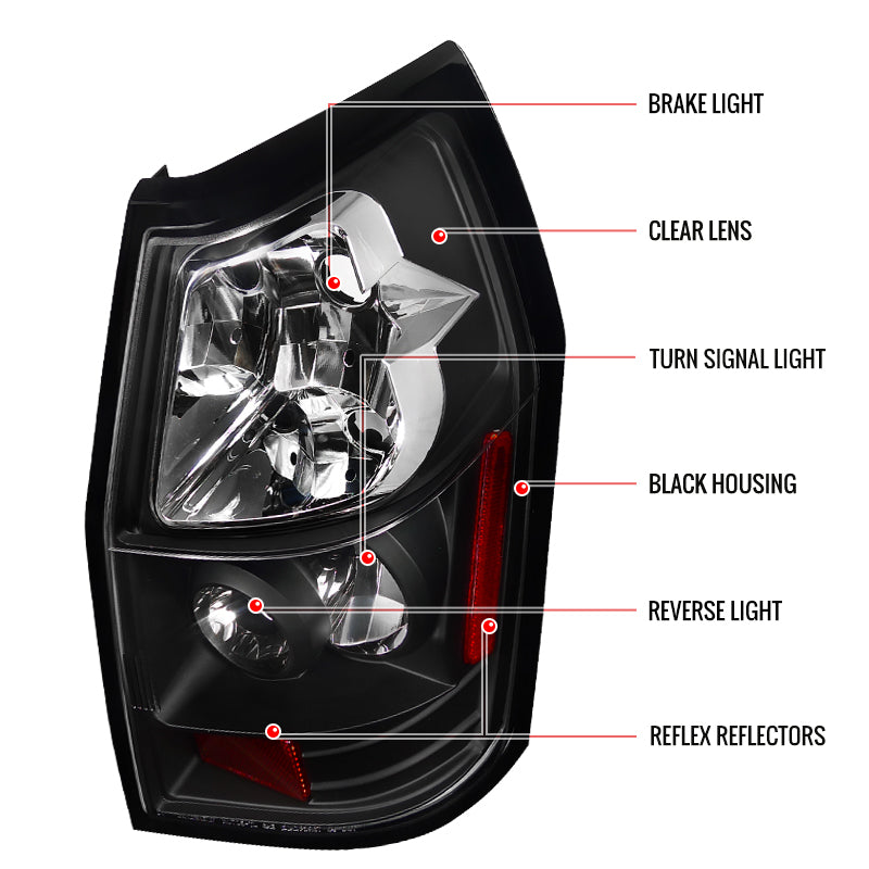 2005-2008 Dodge Magnum Tail Lights (Matte Black Housing / Clear Lens)