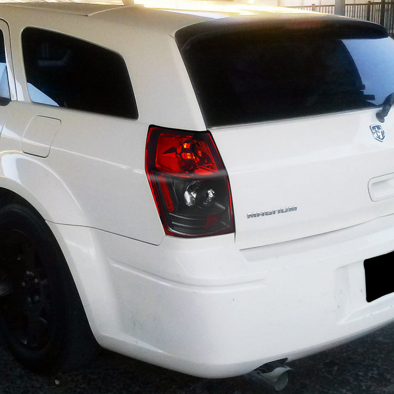 2005-2008 Dodge Magnum Tail Lights (Matte Black Housing / Red Clear Lens)