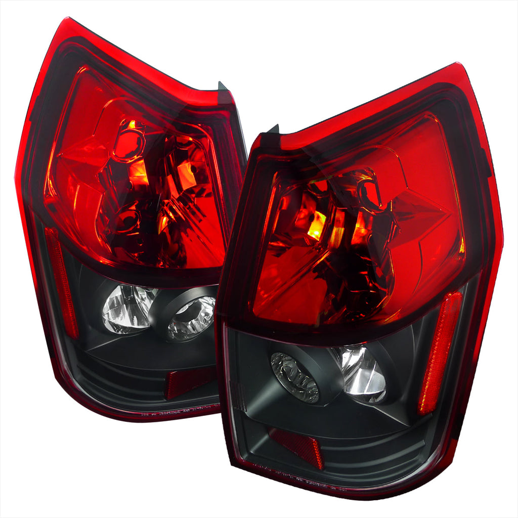 2005-2008 Dodge Magnum Tail Lights (Matte Black Housing / Red Clear Lens)