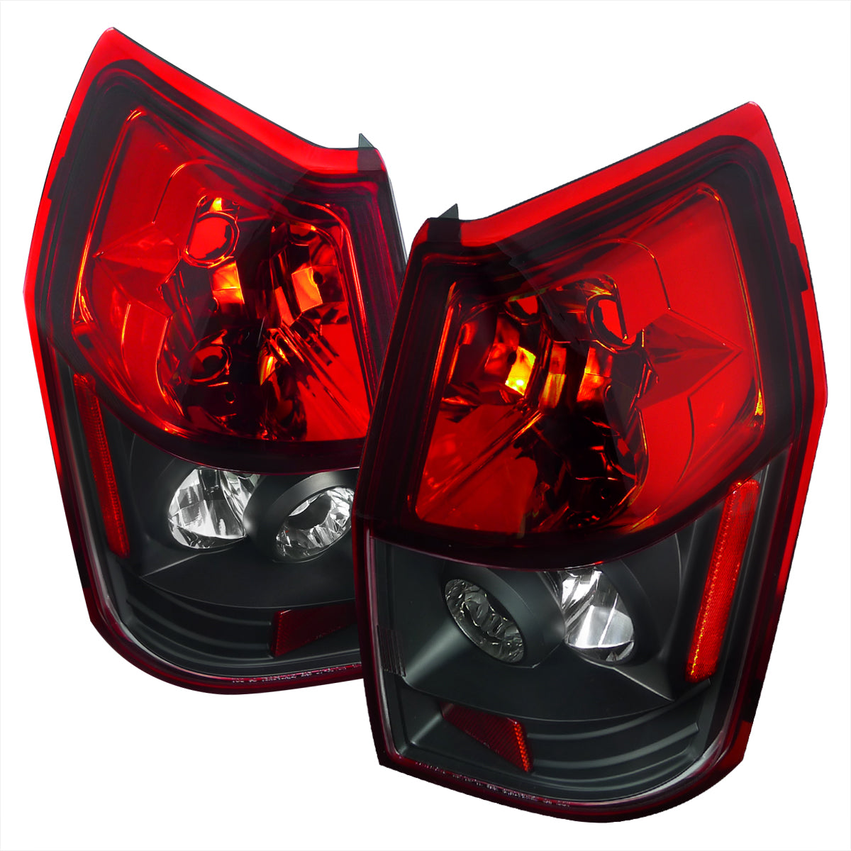 2005-2008 Dodge Magnum Tail Lights (Matte Black Housing / Red Clear Lens)