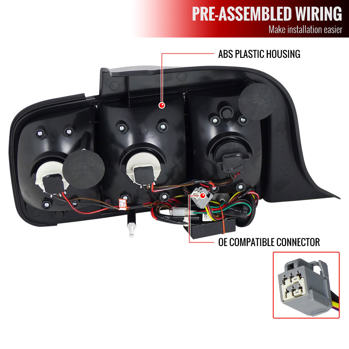 2005-2009 Ford Mustang S197 Sequential LED Tail Lights (Chrome Housing / Red Smoked Lens)