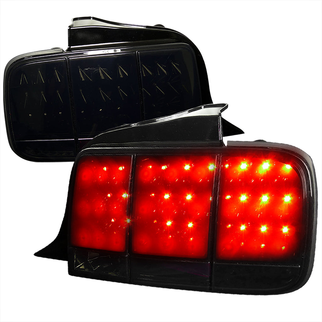 2005-2009 Ford Mustang S197 Sequential LED Tail Lights (Glossy Black Housing / Smoked Lens)