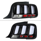 2005-2009 Ford Mustang S197 LED Tail Brake Signal Lights (Black Housing / Clear Lens / White Bars)