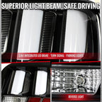 2005-2009 Ford Mustang S197 LED Tail Brake Signal Lights (Black Housing / Clear Lens / White Bars)