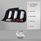 2005-2009 Ford Mustang S197 LED Tail Brake Signal Lights (Black Housing / Clear Lens / White Bars)