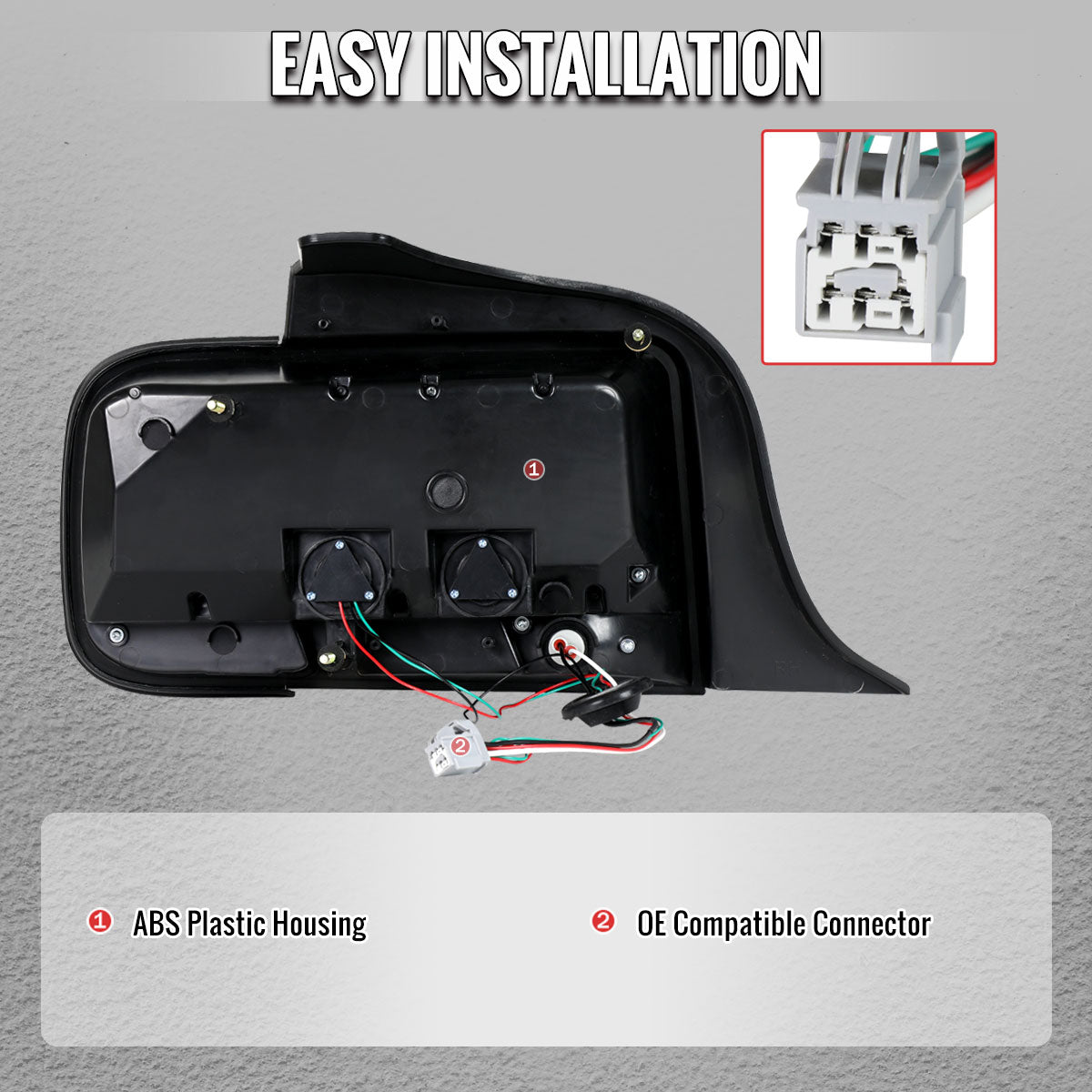 2005-2009 Ford Mustang S197 LED Tail Brake Signal Lights (Black Housing / Clear Lens / White Bars)
