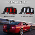 2005-2009 Ford Mustang S197 LED Tail Brake Signal Lights (Black Housing / Clear Lens / White Bars)