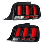 2005-2009 Ford Mustang S197 LED Tail Brake Signal Lights (Black Housing / Clear Lens / Red Bars)