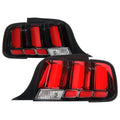 2005-2009 Ford Mustang S197 LED Tail Brake Signal Lights (Black Housing / Clear Lens / Red Bars)