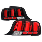 2005-2009 Ford Mustang S197 LED Tail Brake Signal Lights (Black Housing / Clear Lens / Red Bars)