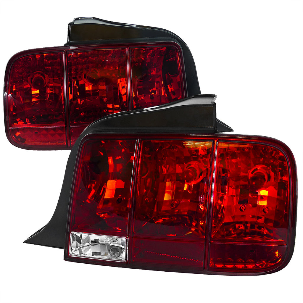 2005-2009 Ford Mustang S197 Sequential Tail Lights (Chrome Housing / Red Lens)