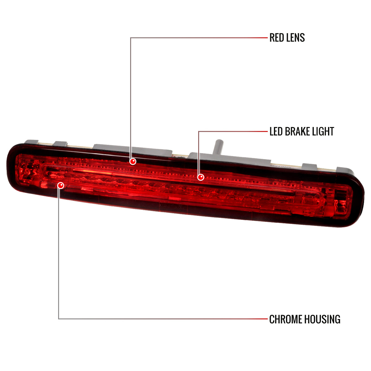 2005-2009 Ford Mustang S197 LED 3rd Brake Light - APC (Chrome Housing / Red Lens)