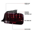 2005-2009 Ford Mustang S197 Sequential LED Tail Lights (Chrome Housing / Red Smoked Lens)