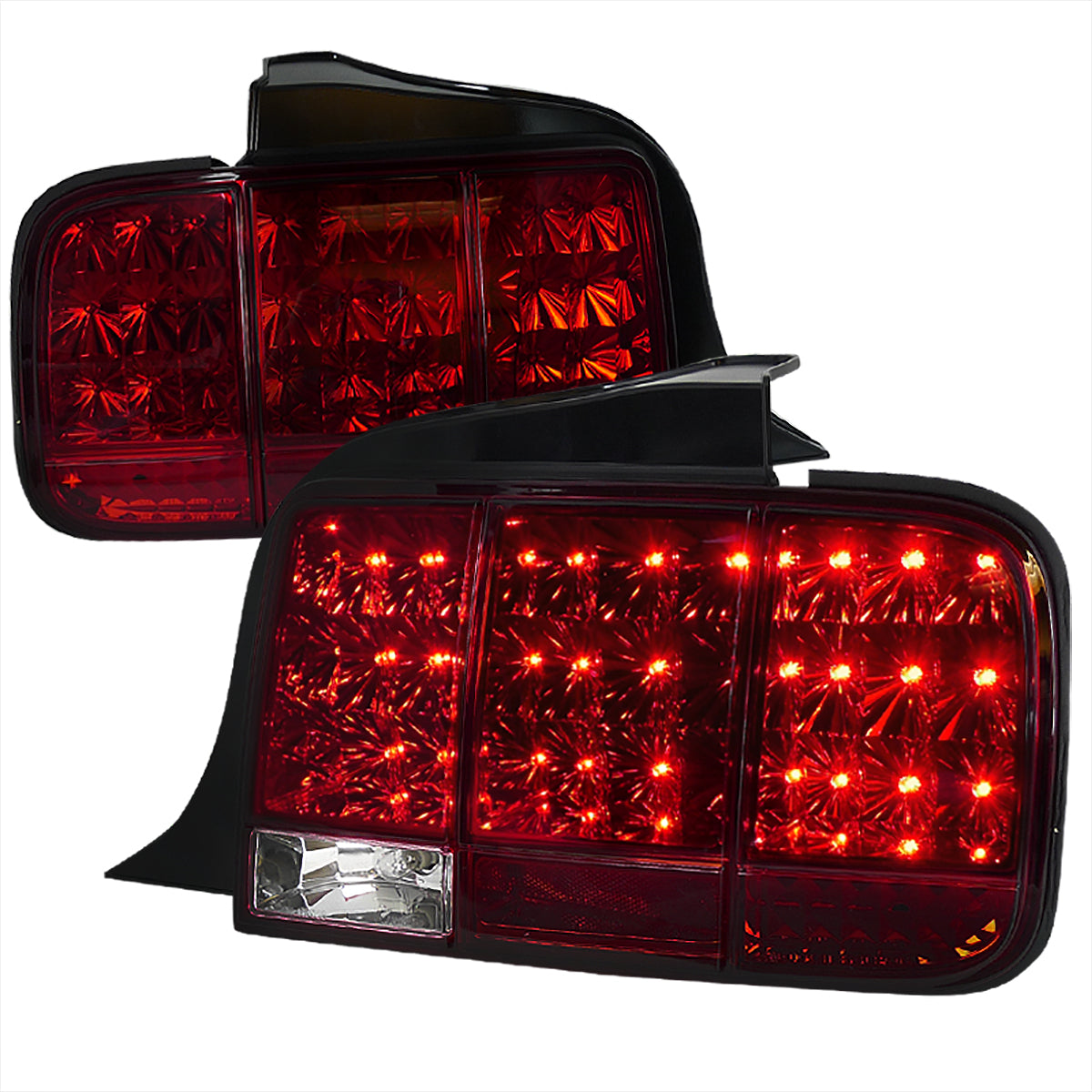 2005-2009 Ford Mustang S197 Sequential LED Tail Lights (Chrome Housing / Red Lens)