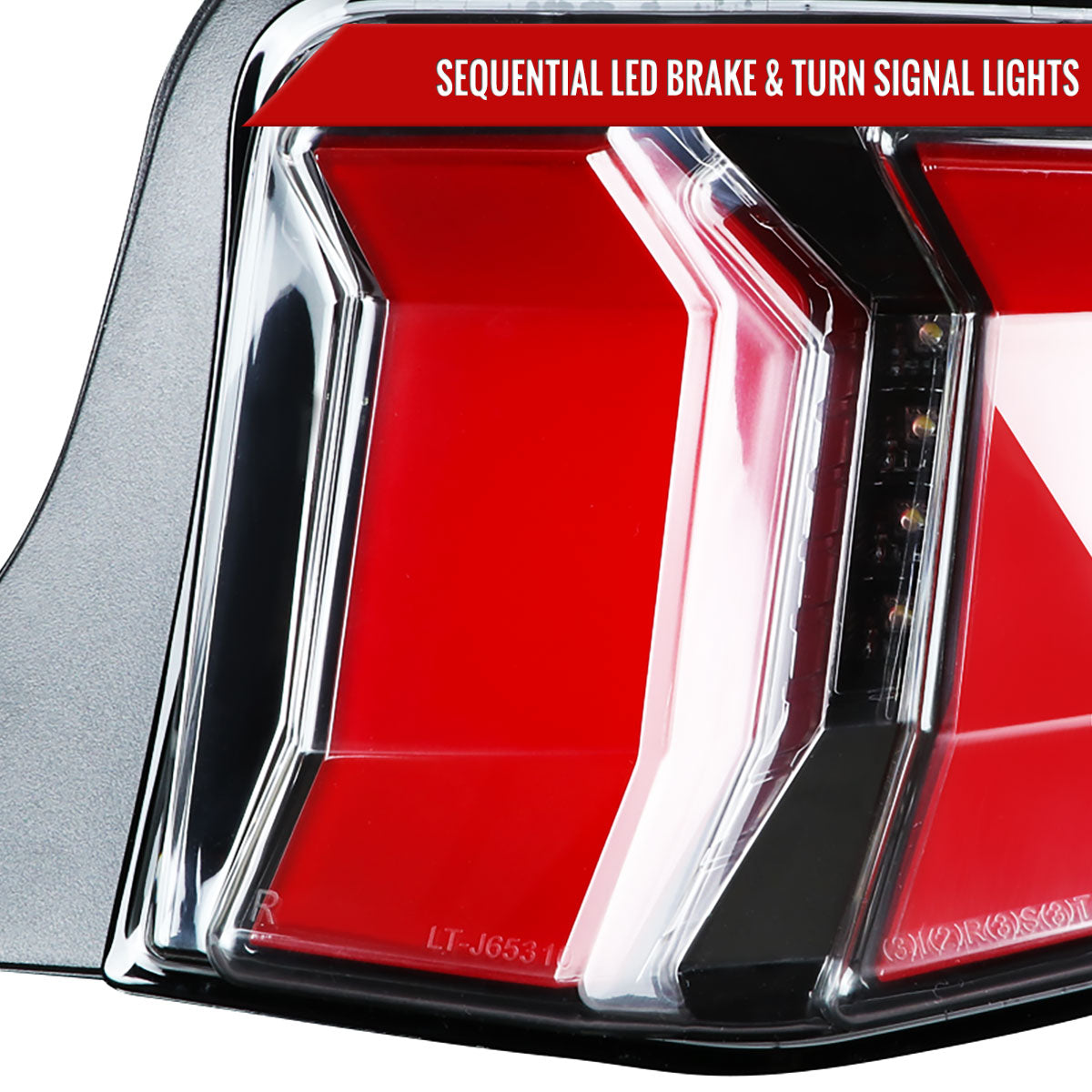 2010-2012 Ford Mustang S197 Sequential LED Tail Lights (Jet Black Housing / Clear Lens)