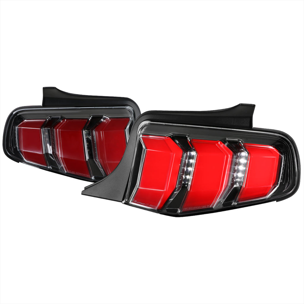 2010-2012 Ford Mustang S197 Sequential LED Tail Lights (Jet Black Housing / Clear Lens)