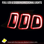 2010-2012 Ford Mustang S197 Base GT Red Tail Lights w/ Sequential LED Turn Signal (Black Housing / Clear Lens)