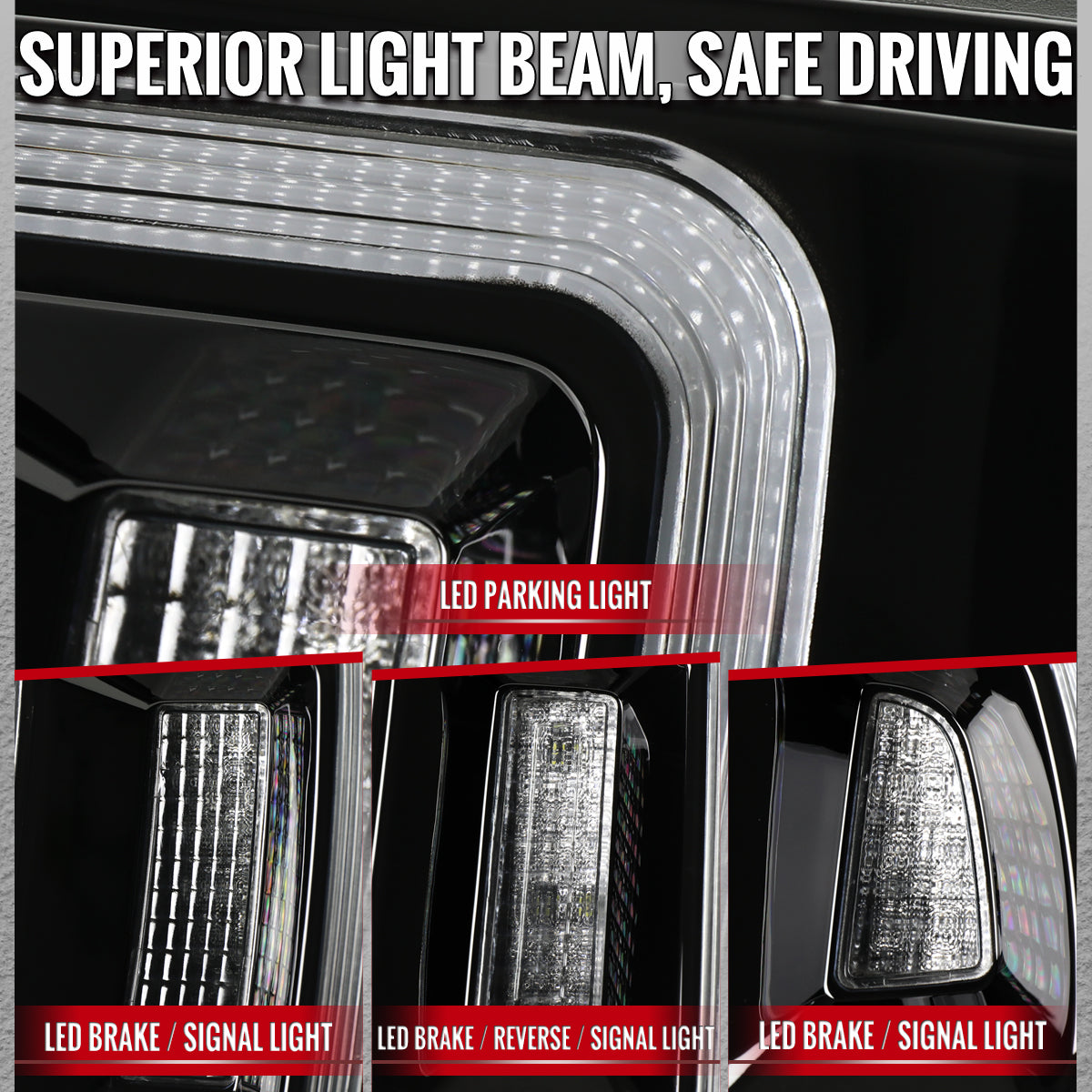 2010-2012 Ford Mustang S197 Base GT Red Tail Lights w/ Sequential LED Turn Signal (Black Housing / Clear Lens)