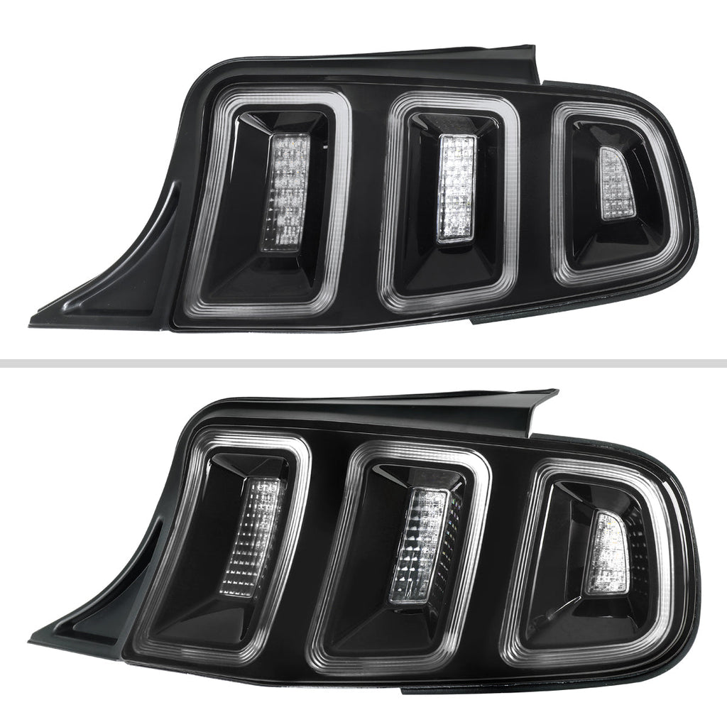2010-2012 Ford Mustang S197 Base GT Red Tail Lights w/ Sequential LED Turn Signal (Black Housing / Clear Lens)