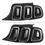 2010-2012 Ford Mustang S197 Base GT Red Tail Lights w/ Sequential LED Turn Signal (Black Housing / Clear Lens)