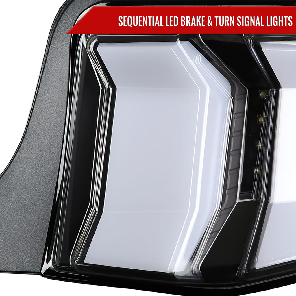 2010-2012 Ford Mustang S197 Sequential LED Tail Lights (Matte Black Housing / Clear Lens)