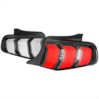 2010-2012 Ford Mustang S197 Sequential LED Tail Lights (Matte Black Housing / Clear Lens)