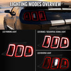 2010-2012 Ford Mustang S197 Base GT Red Tail Lights w/ Sequential LED Turn Signal (Black Housing / Red Lens)