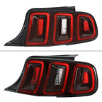2010-2012 Ford Mustang S197 Base GT Red Tail Lights w/ Sequential LED Turn Signal (Black Housing / Red Lens)