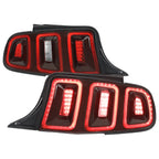 2010-2012 Ford Mustang S197 Base GT Red Tail Lights w/ Sequential LED Turn Signal (Black Housing / Red Lens)