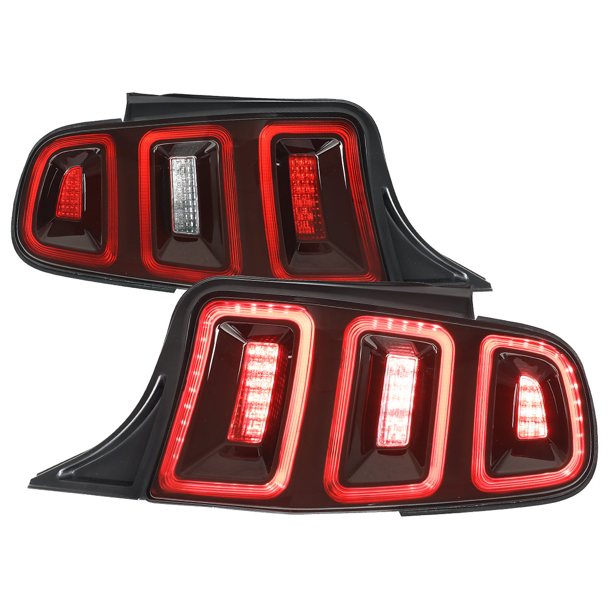 2010-2012 Ford Mustang S197 Base GT Red Tail Lights w/ Sequential LED Turn Signal (Black Housing / Red Lens)