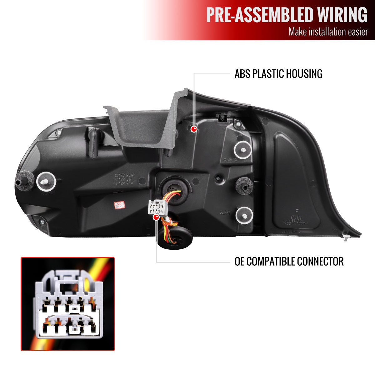 2015-2022 Ford Mustang S550 Coupe/Convertible LED Tail Lights (Glossy Black Housing / Smoked Lens)