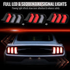 2015-2023 Ford Mustang S550 Sequential LED Turn Signal Tail Lights (Black Housing / Smoked Lens)