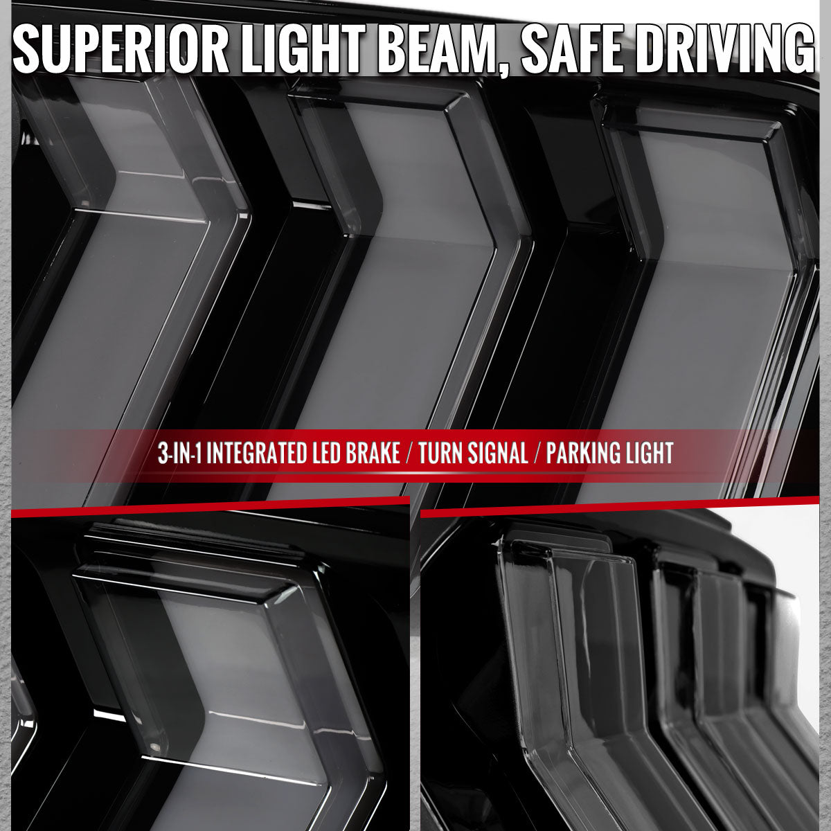 2015-2023 Ford Mustang S550 Sequential LED Turn Signal Tail Lights (Black Housing / Smoked Lens)