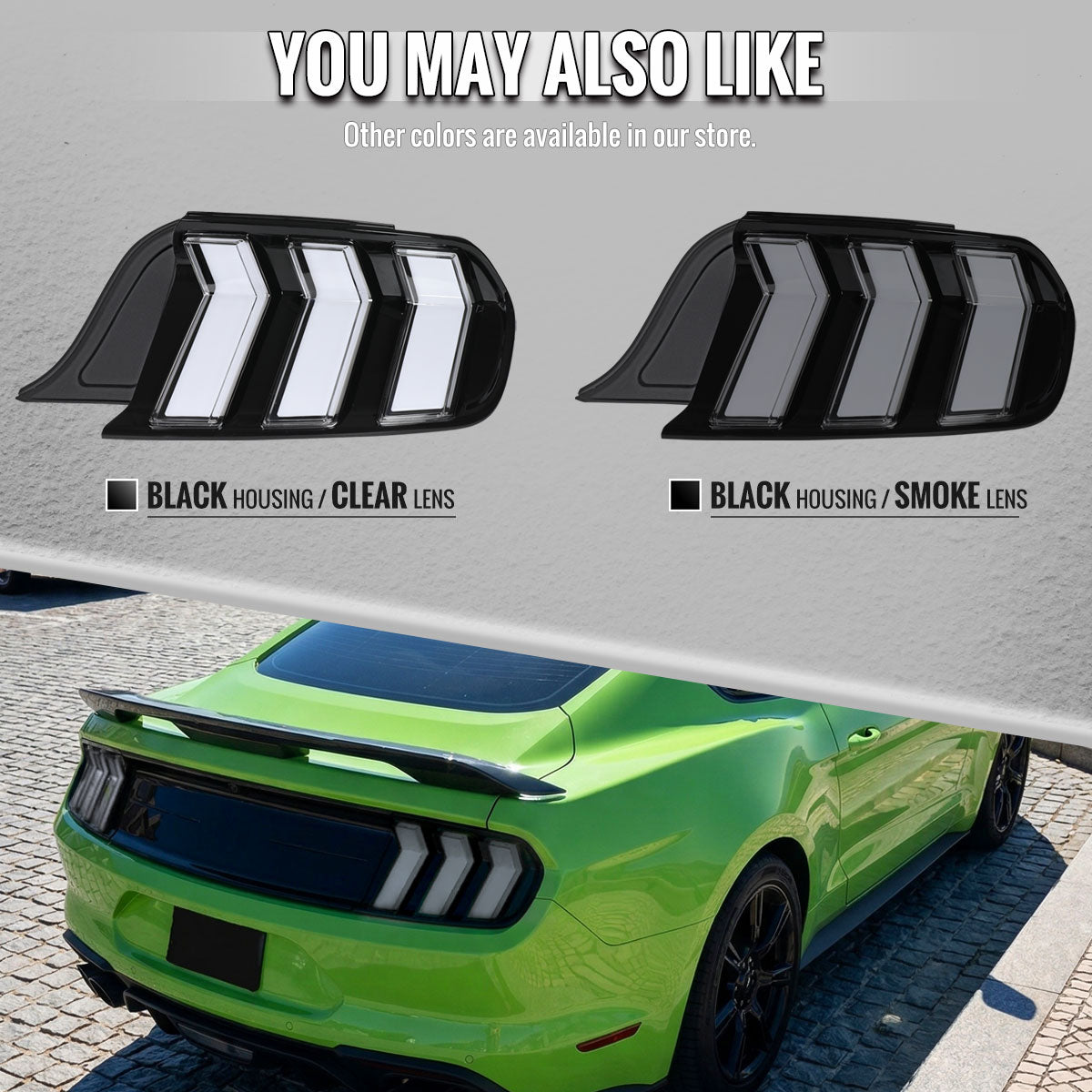2015-2023 Ford Mustang S550 Sequential LED Turn Signal Tail Lights (Black Housing / Smoked Lens)