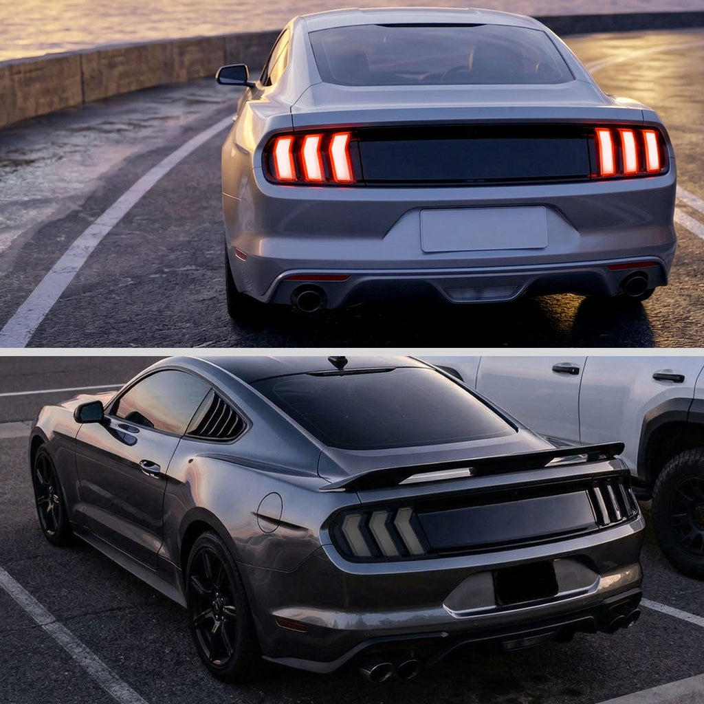 2015-2023 Ford Mustang S550 Sequential LED Turn Signal Tail Lights (Black Housing / Smoked Lens)