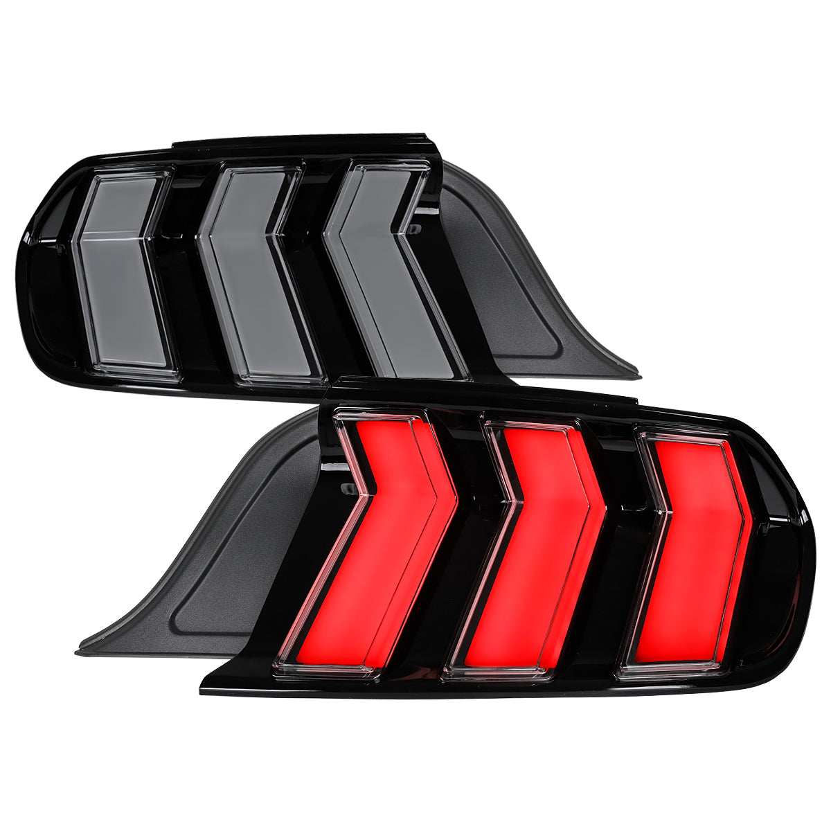 2015-2023 Ford Mustang S550 Sequential LED Turn Signal Tail Lights (Black Housing / Smoked Lens)