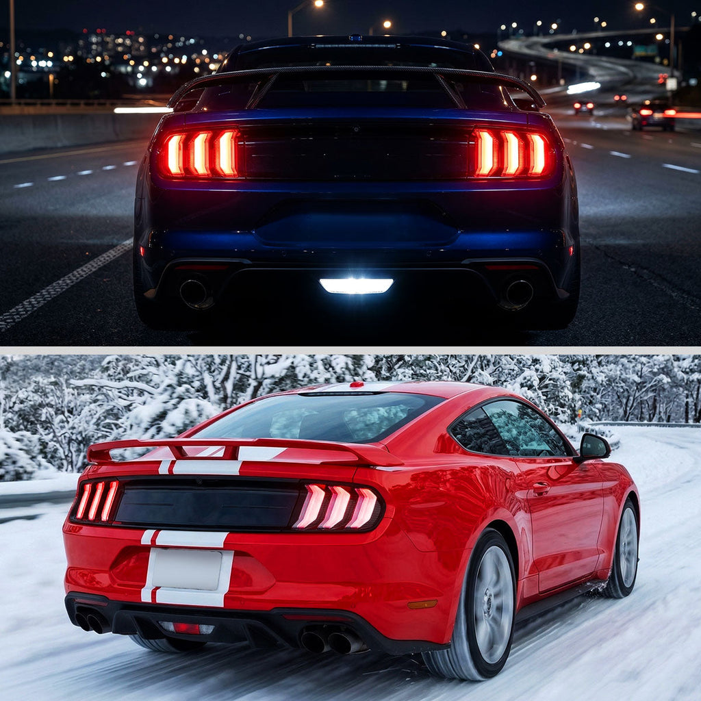 2015-2023 Ford Mustang S550 Sequential LED Turn Signal Euro Tail Lights (Black Housing / Smoked Lens)