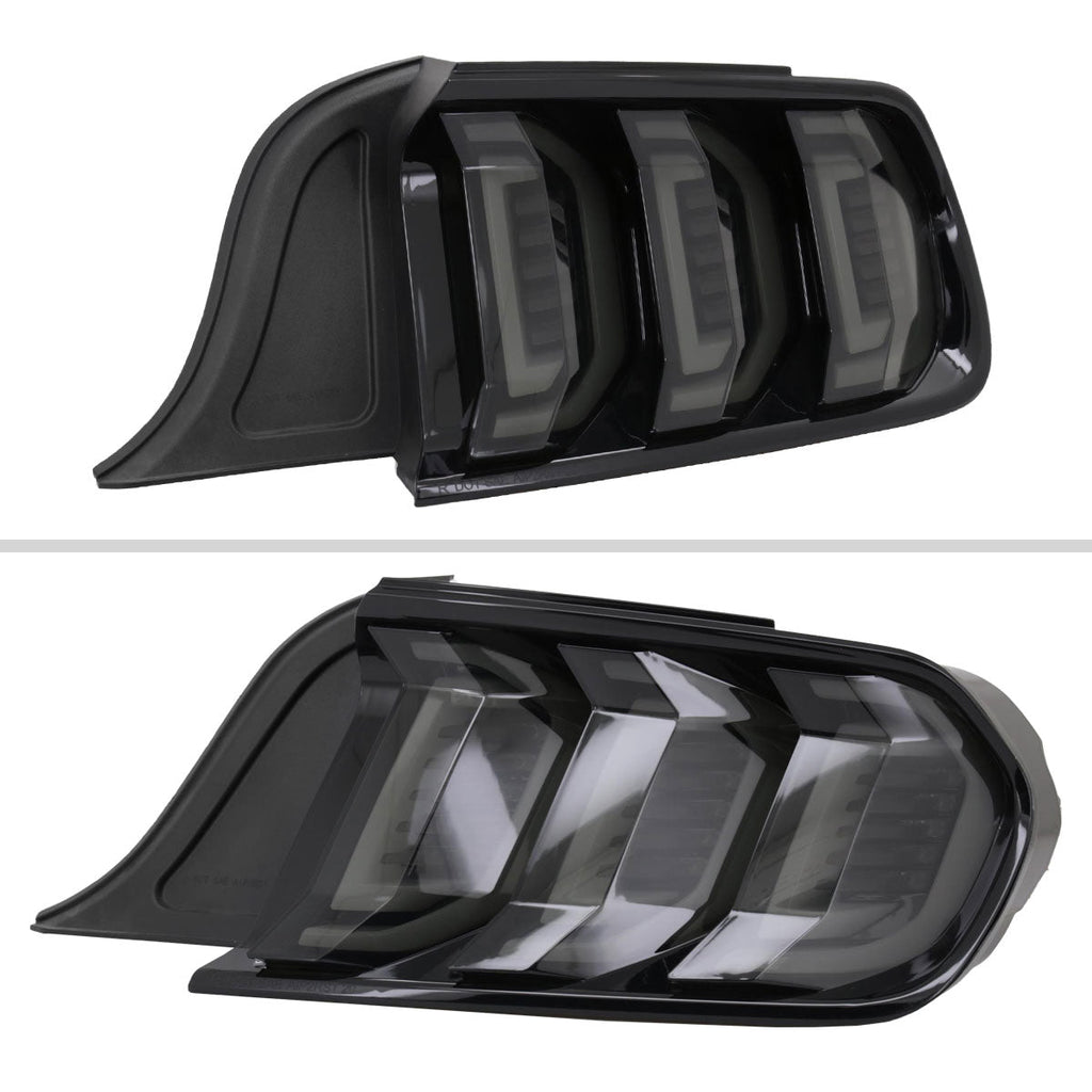 2015-2023 Ford Mustang S550 Sequential Signal LED Tail Lights (Glossy Black Housing / Smoked Lens)