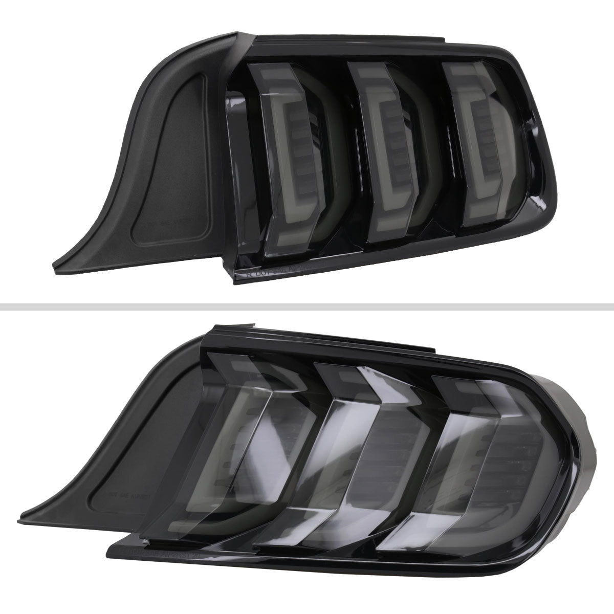 2015-2023 Ford Mustang S550 Sequential Signal LED Tail Lights (Glossy Black Housing / Smoked Lens)