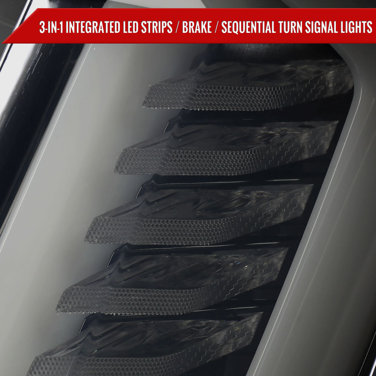 2015-2023 Ford Mustang S550 Sequential Signal LED Tail Lights (Glossy Black Housing / Smoked Lens)