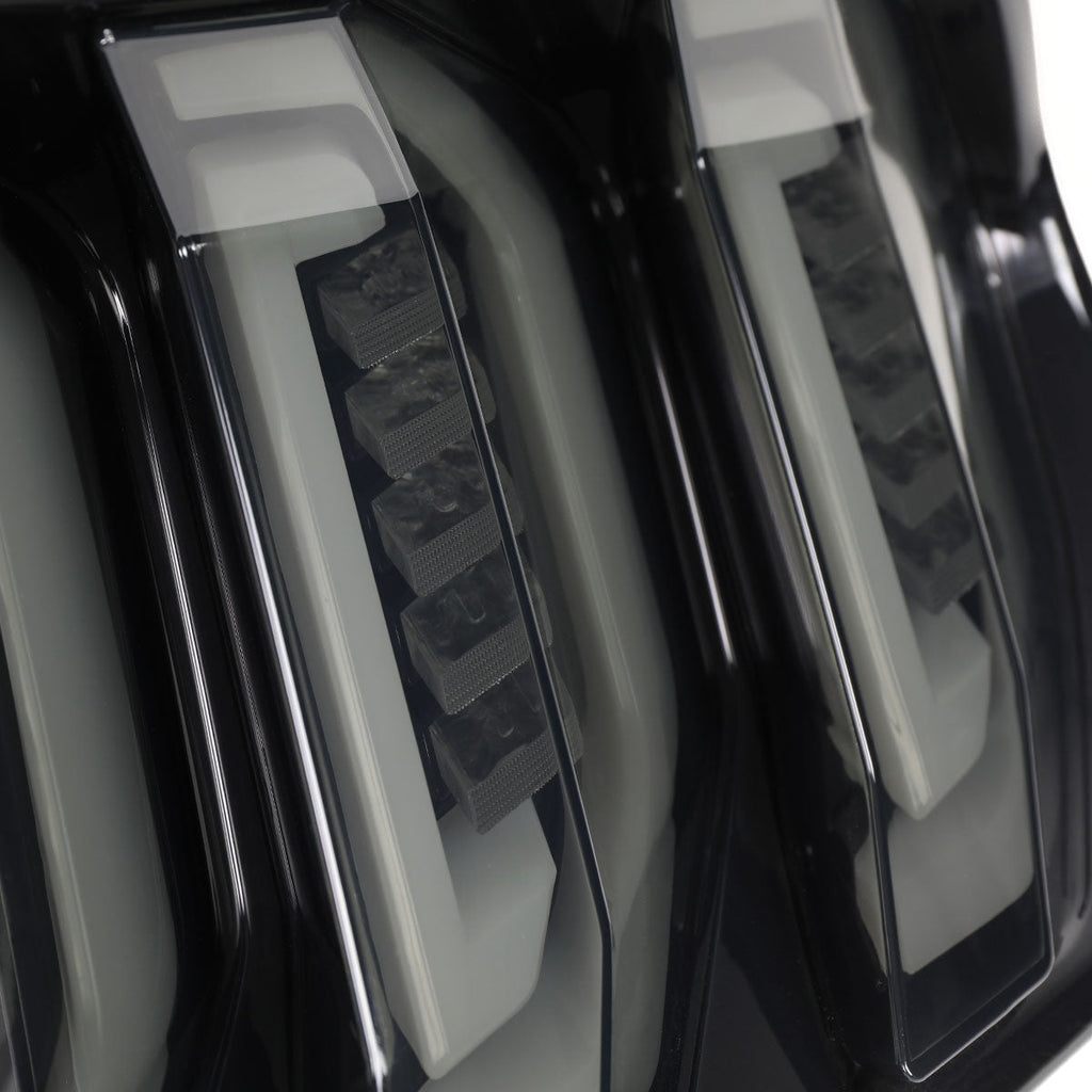 2015-2023 Ford Mustang S550 Sequential Signal LED Tail Lights (Glossy Black Housing / Smoked Lens)